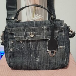 True Religion Black Denim Crossbody Bag
